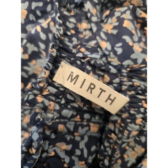 Mirth Vienna Cotton Floral Cottagecore Drawstring Lined Blue Maxi Dress Small S - Picture 12 of 14